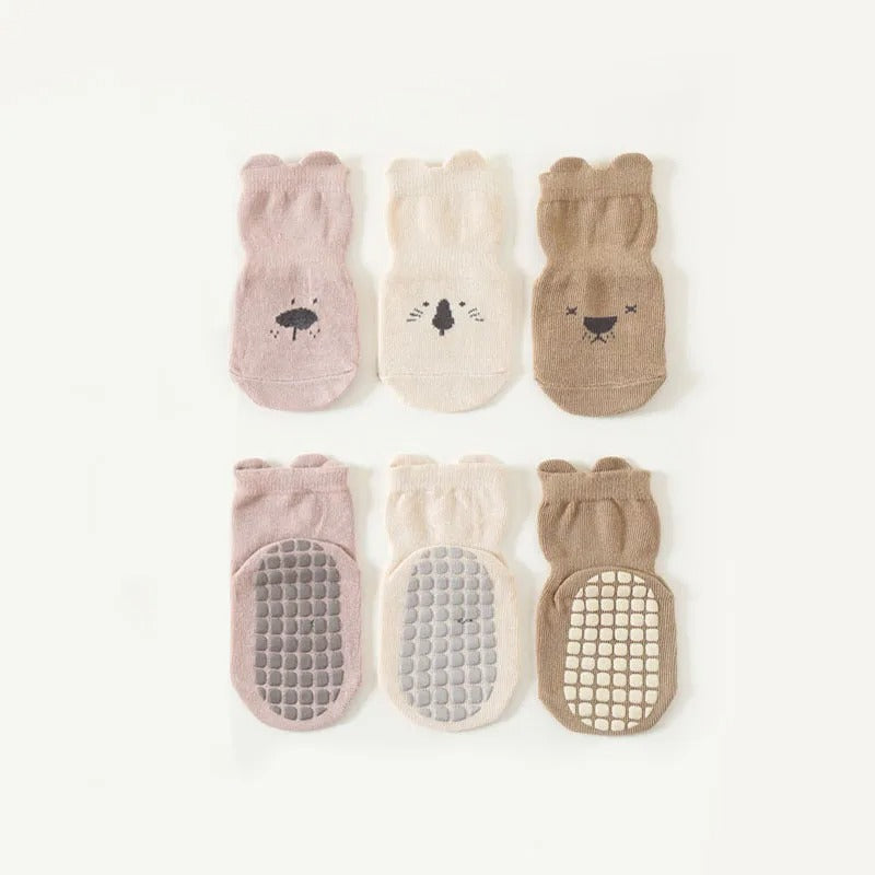 Non-Slip Adorable Floor Socks 0-5 y/o - 3 Pairs